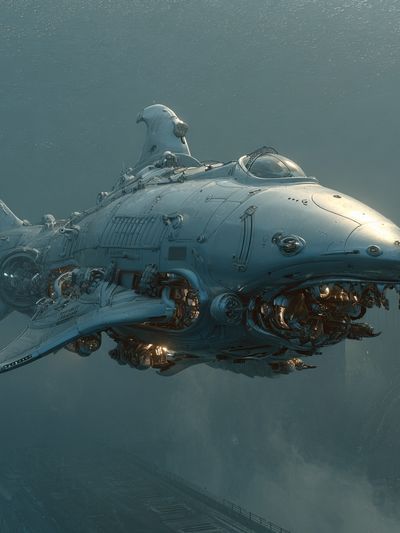 Submarine Whale Sci-Fi Print. poster print