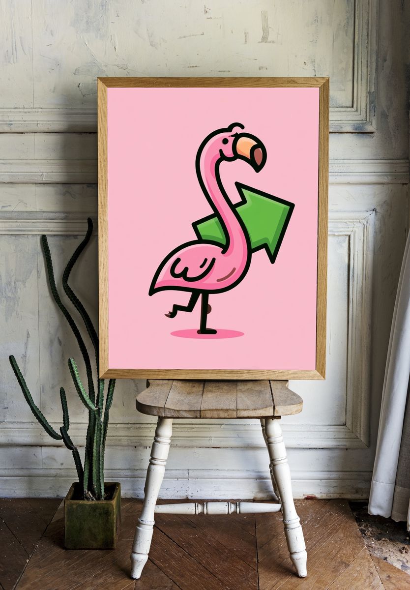 Flamingo Arrow Illustration Poster. — room view 1