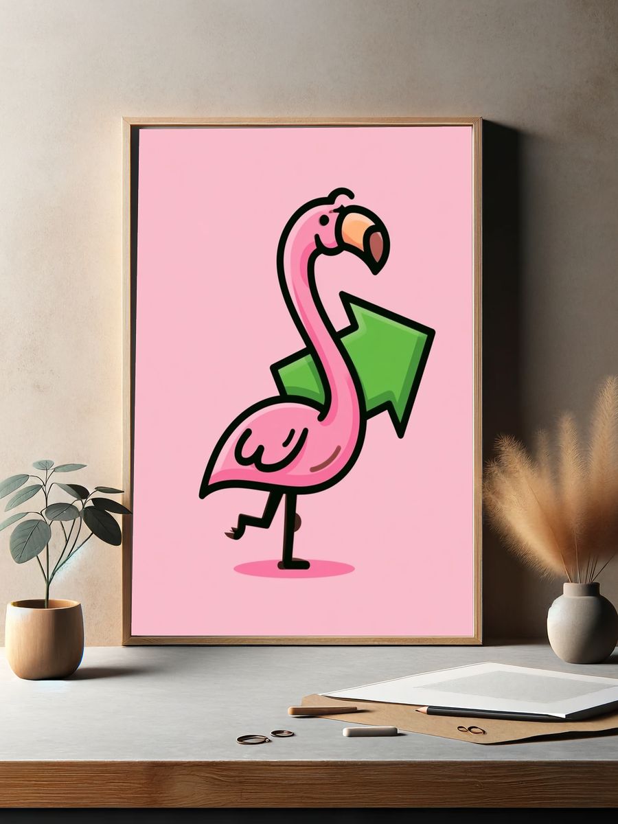 Flamingo Arrow Illustration Poster. — room view 2