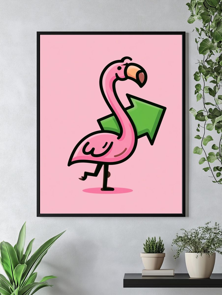 Flamingo Arrow Illustration Poster. — room view 4