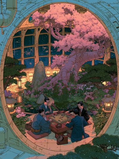 Zen Garden Go Game Illustration Poster. poster print