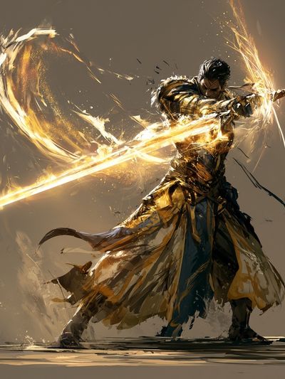 Golden Warrior Digital Art Poster.