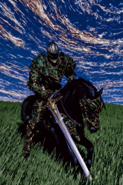 Armored Knight on Horse Fantasy Print. poster print
