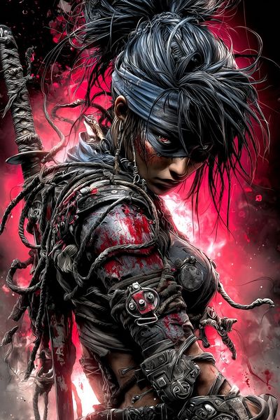 Cyberpunk Warrior Portrait Print. poster print