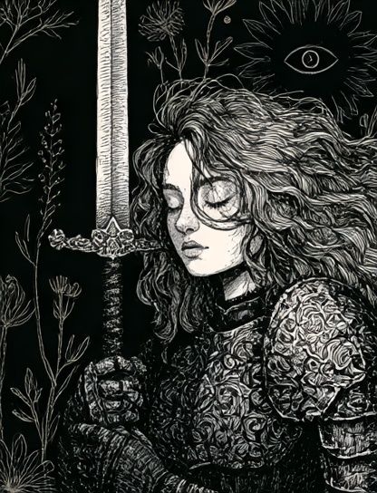 Gothic Sword Maiden Illustration Poster. poster detail