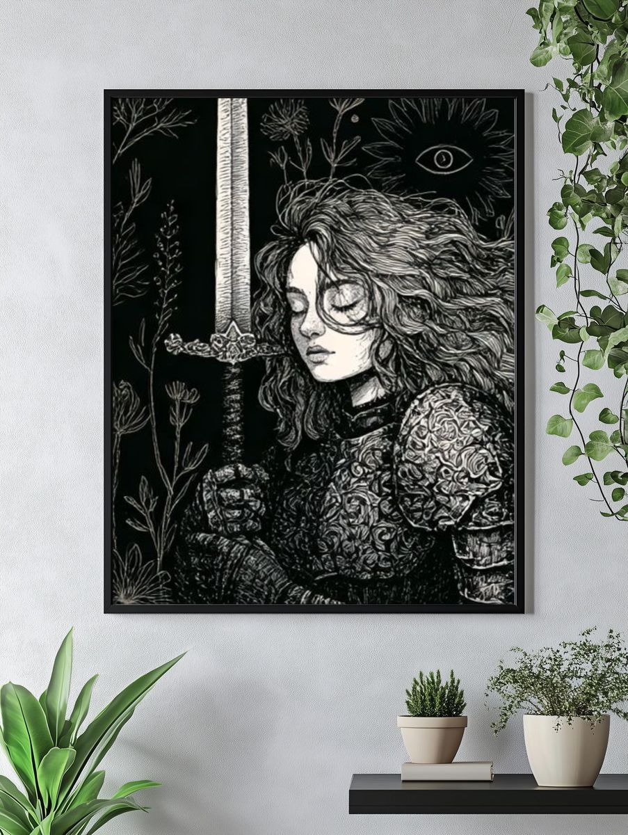 Gothic Sword Maiden Illustration Poster. — room view 4