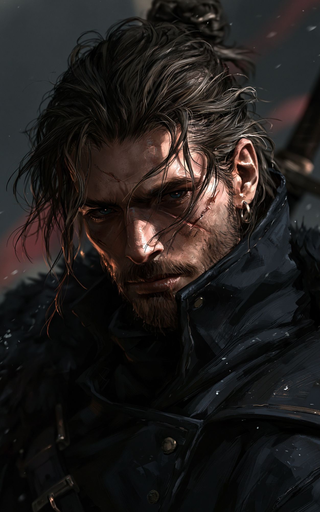 Brooding Warrior Portrait Print. poster detail