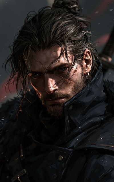 Brooding Warrior Portrait Print. poster