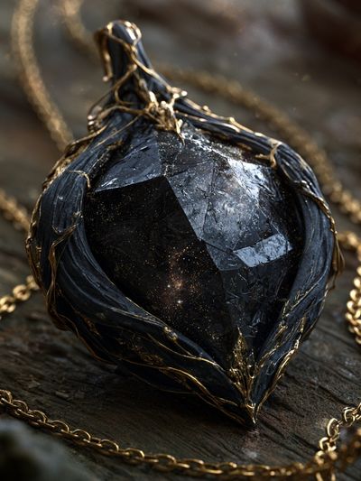 Celestial Black Gem Illustration Poster. poster