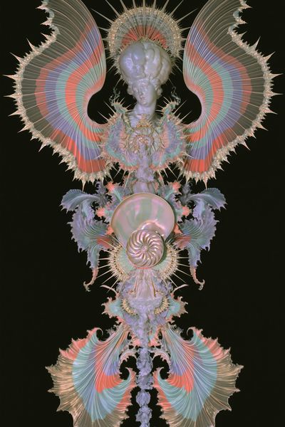 Surreal Winged Figure Print. poster