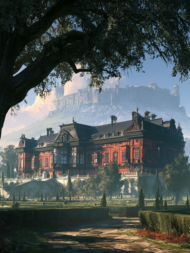Grand Estate Fantasy Landscape Print. poster detail