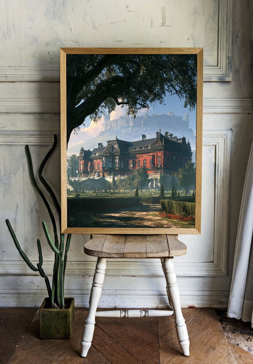 Grand Estate Fantasy Landscape Print. room preview