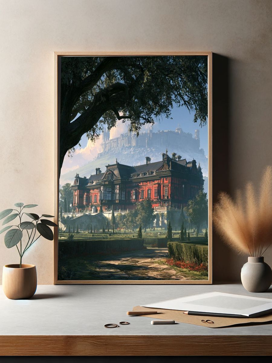 Grand Estate Fantasy Landscape Print. — room view 2