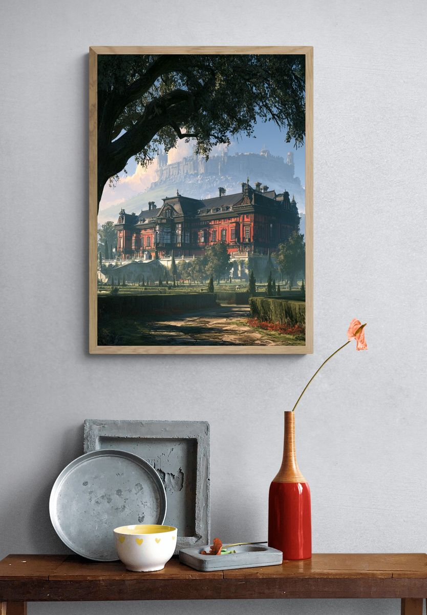 Grand Estate Fantasy Landscape Print. — room view 3