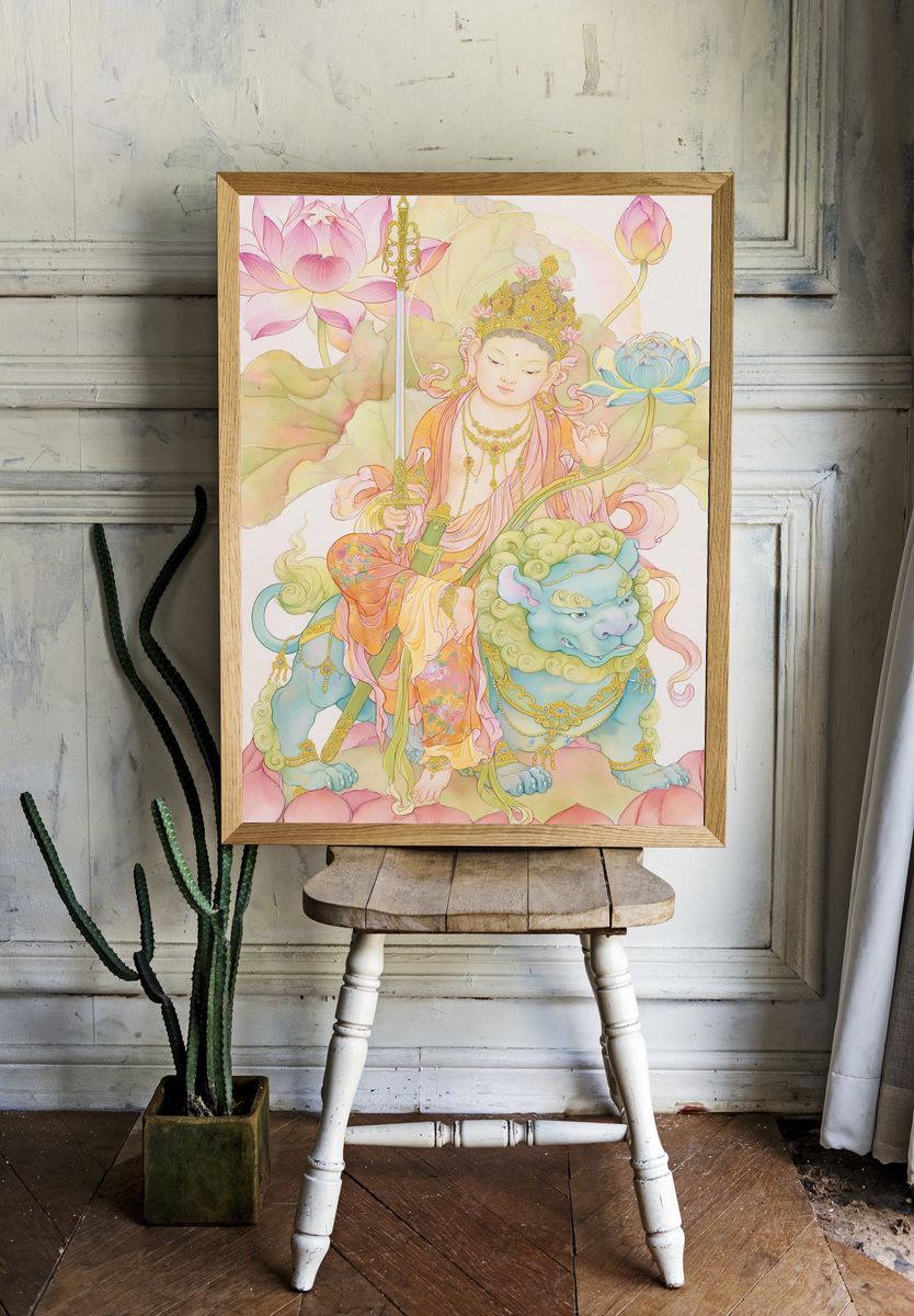 Lotus Deity Guardian Illustration Poster. room preview