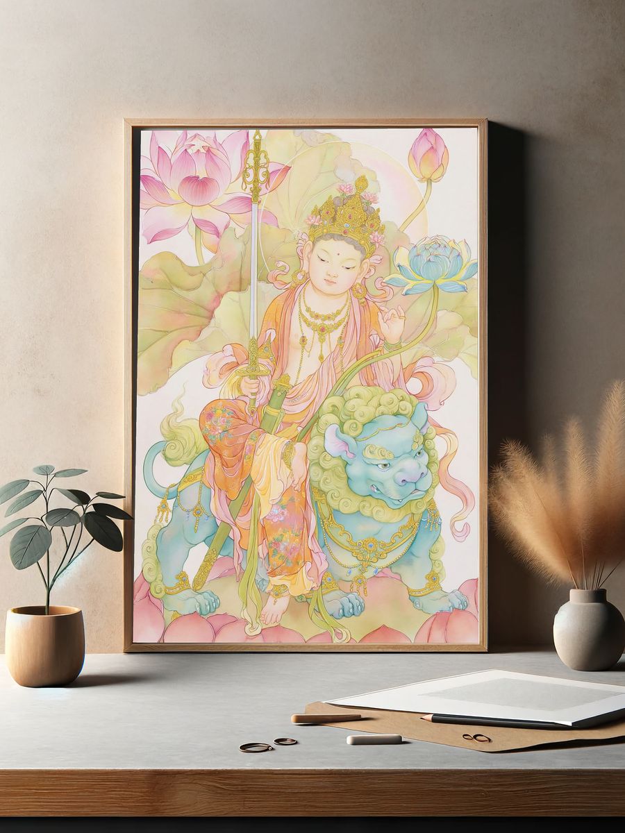 Lotus Deity Guardian Illustration Poster. — room view 2