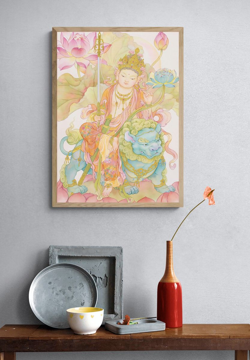 Lotus Deity Guardian Illustration Poster. — room view 3