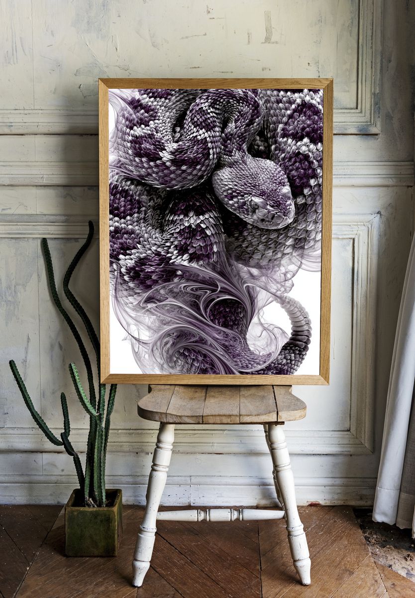 Purple Serpent Abstract Print. room preview