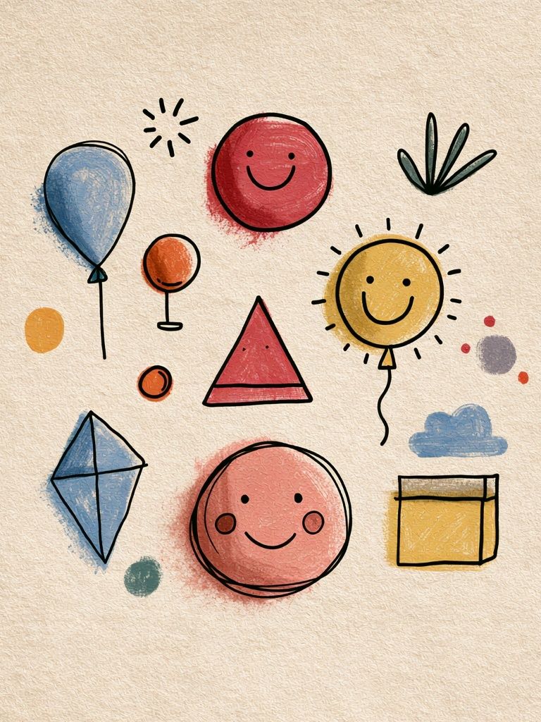 Playful Shapes Illustration Poster. poster detail