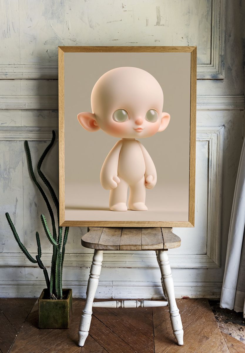 Cute Doll Character Illustration Poster. — room view 1