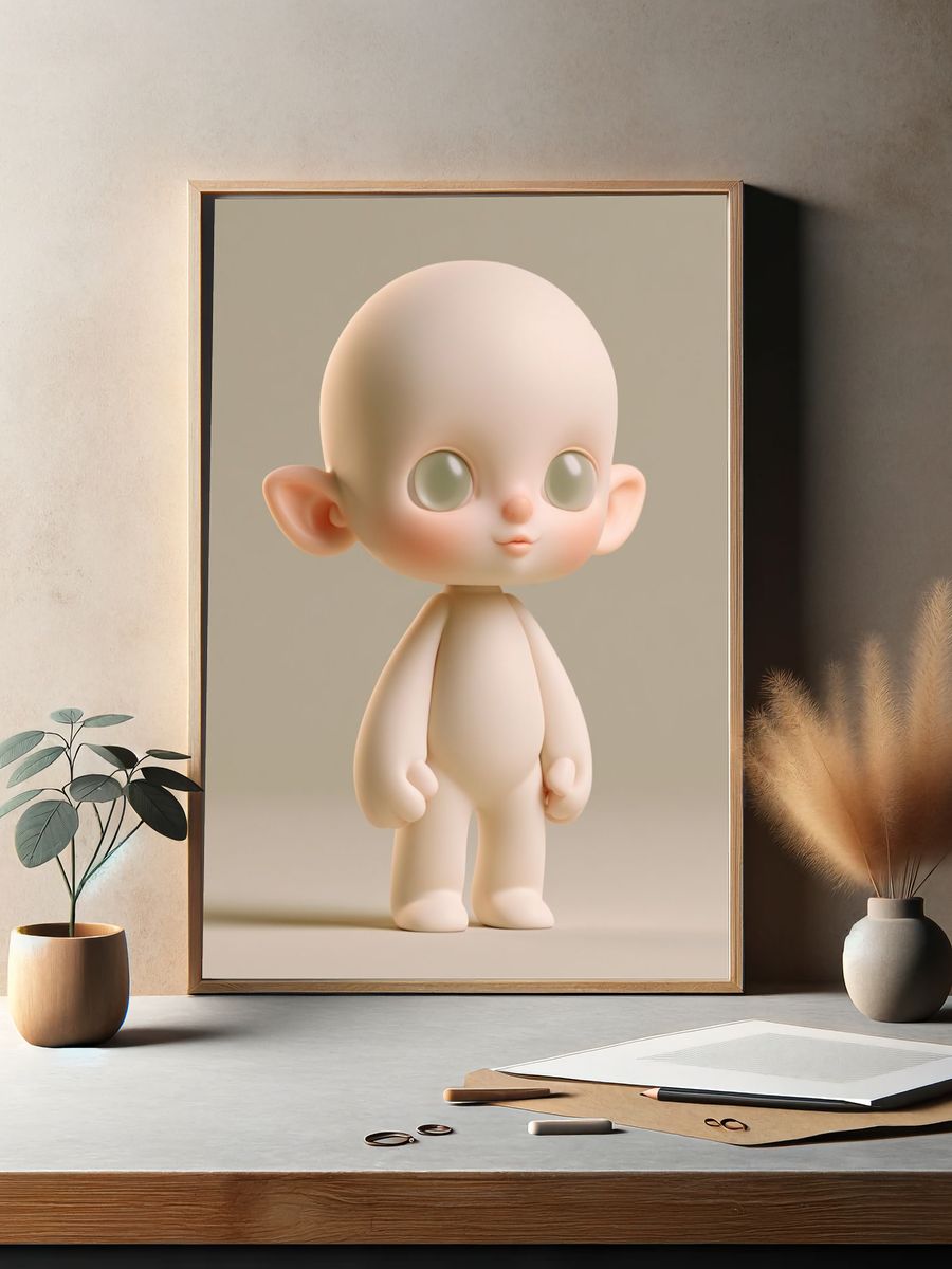 Cute Doll Character Illustration Poster. — room view 2