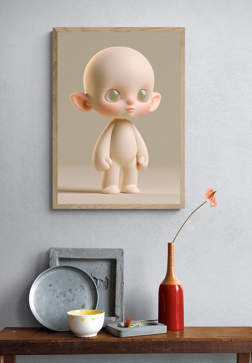 Cute Doll Character Illustration Poster. — room view 3
