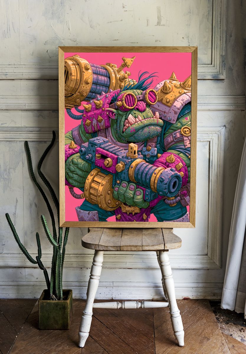 Orc Cyborg Warrior Illustration Poster. — room view 1