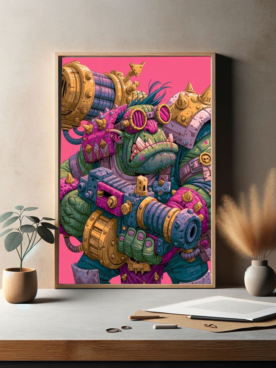 Orc Cyborg Warrior Illustration Poster. — room view 2