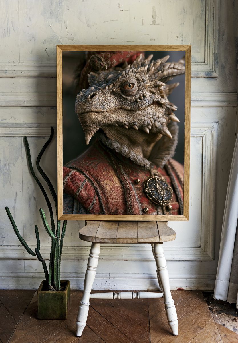 Dragon Portrait Illustration Poster. — room view 1