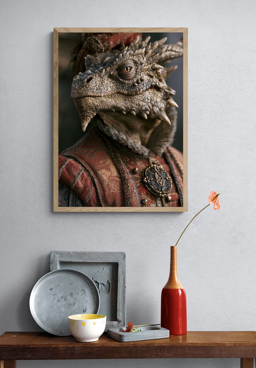 Dragon Portrait Illustration Poster. — room view 3