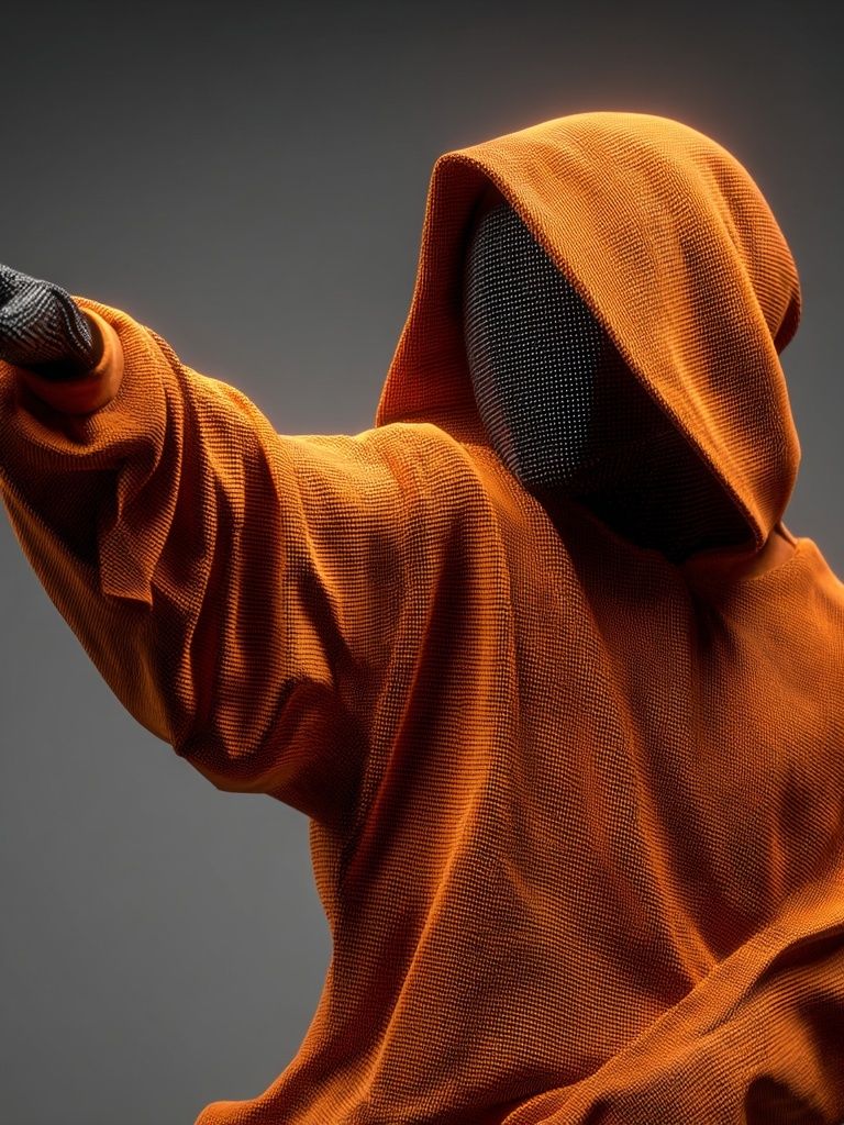 Orange Hooded Figure Digital Art Poster. poster detail