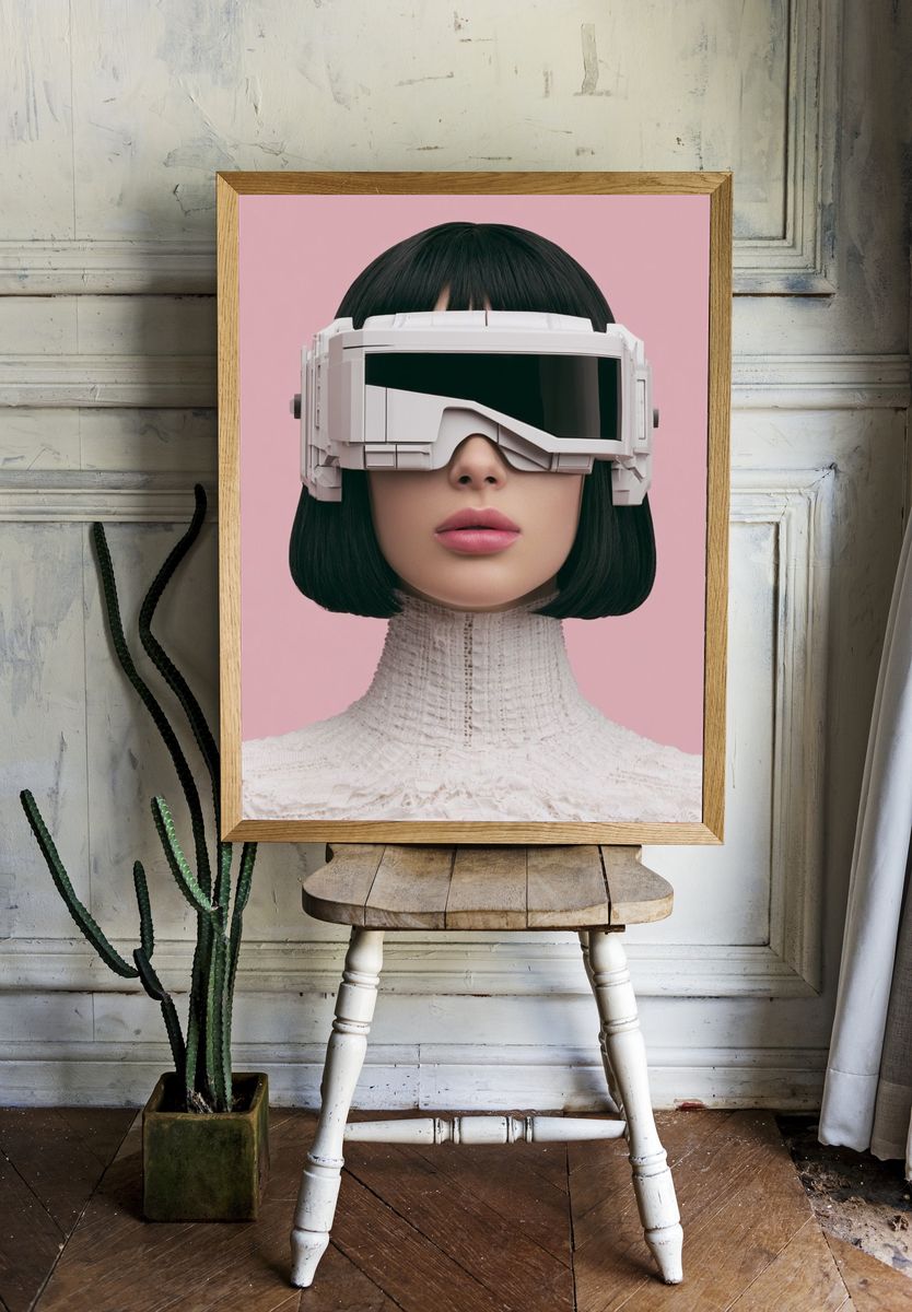 Futuristic Portrait Illustration Poster. room preview