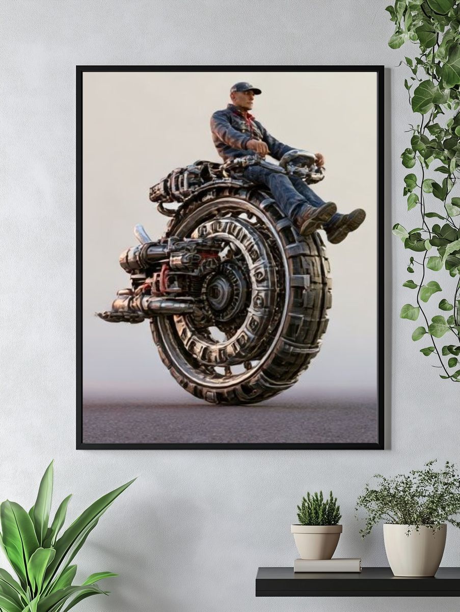 Futuristic Rider Illustration Poster. — room view 4