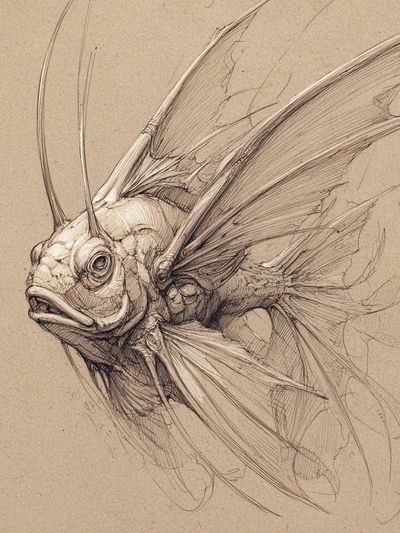 Fantasy Fish Sketch Poster. poster print