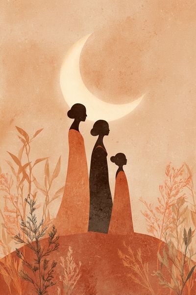 Moonlit Women Silhouette Illustration Poster. poster print