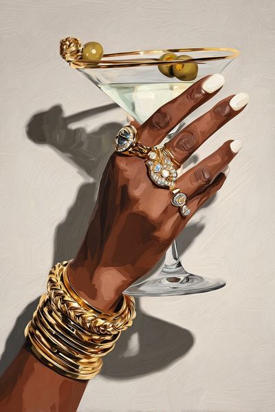 Elegant Martini Hand Illustration Poster.