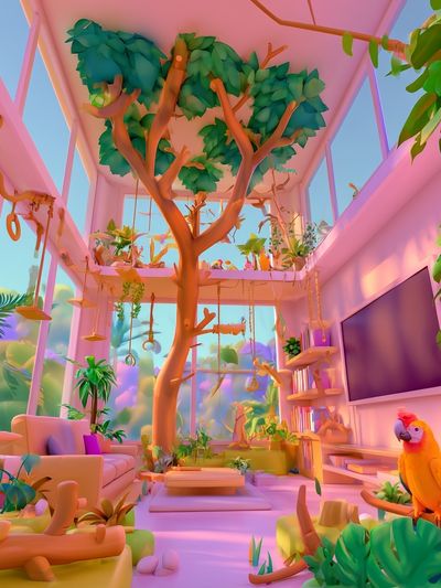 Tropical Pink Jungle Interior Print.