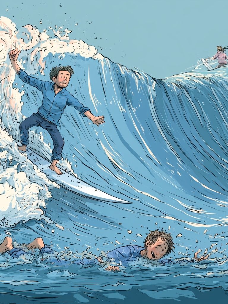 Surfing Wave Illustration Poster. poster detail