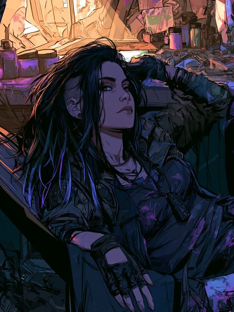 Cyberpunk Woman Portrait Poster. poster detail