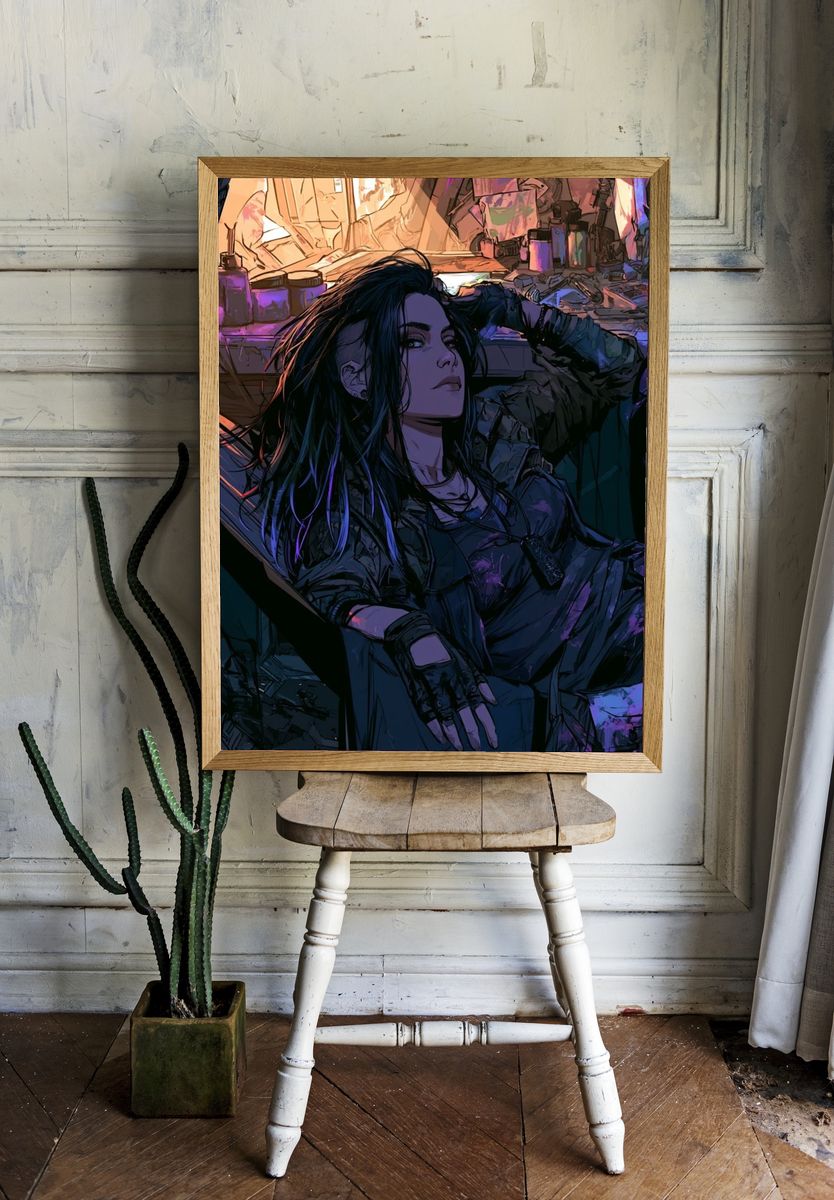 Cyberpunk Woman Portrait Poster. — room view 1