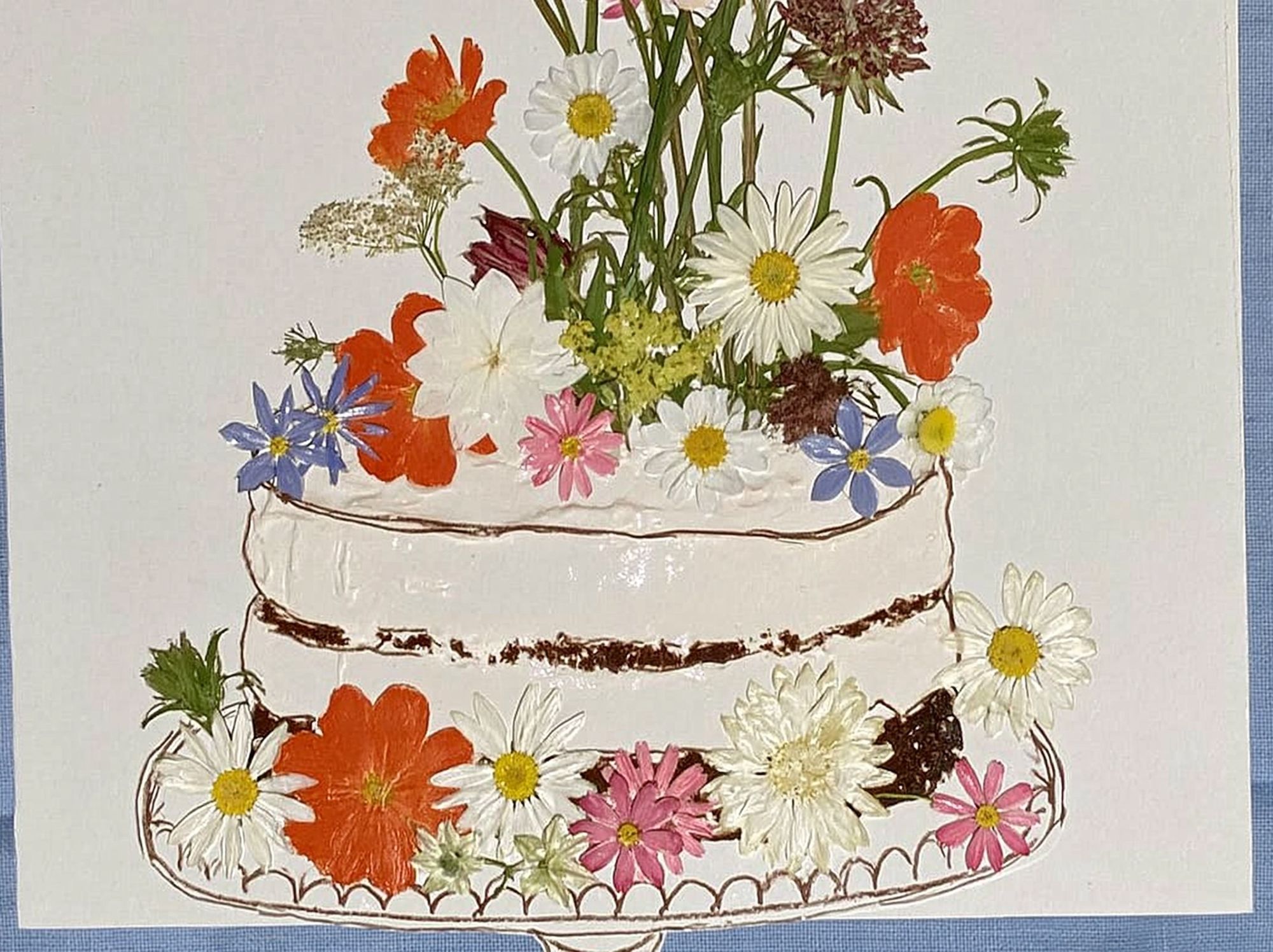Floral Cake Illustration Poster. poster detail