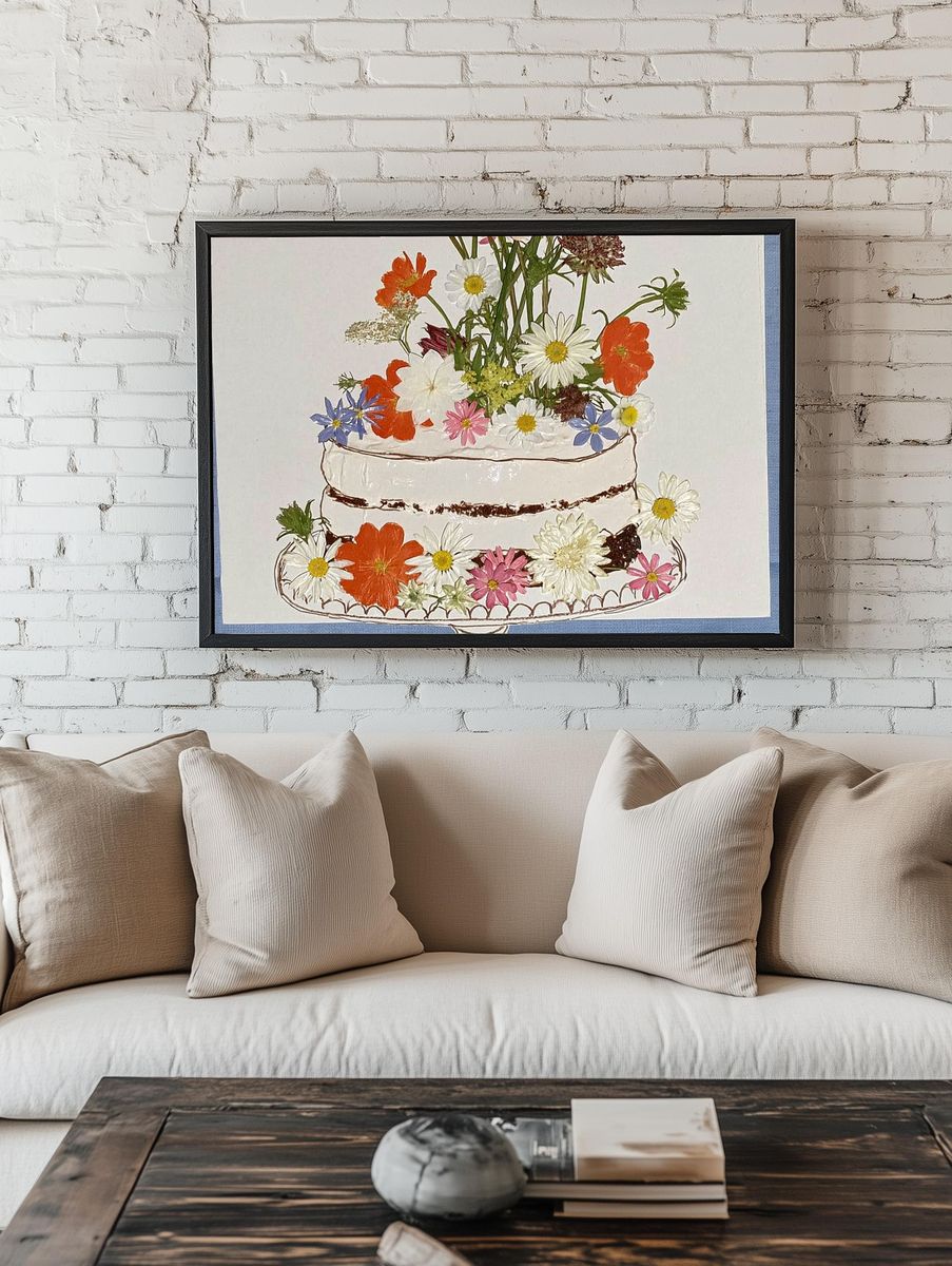 Floral Cake Illustration Poster. — room view 1