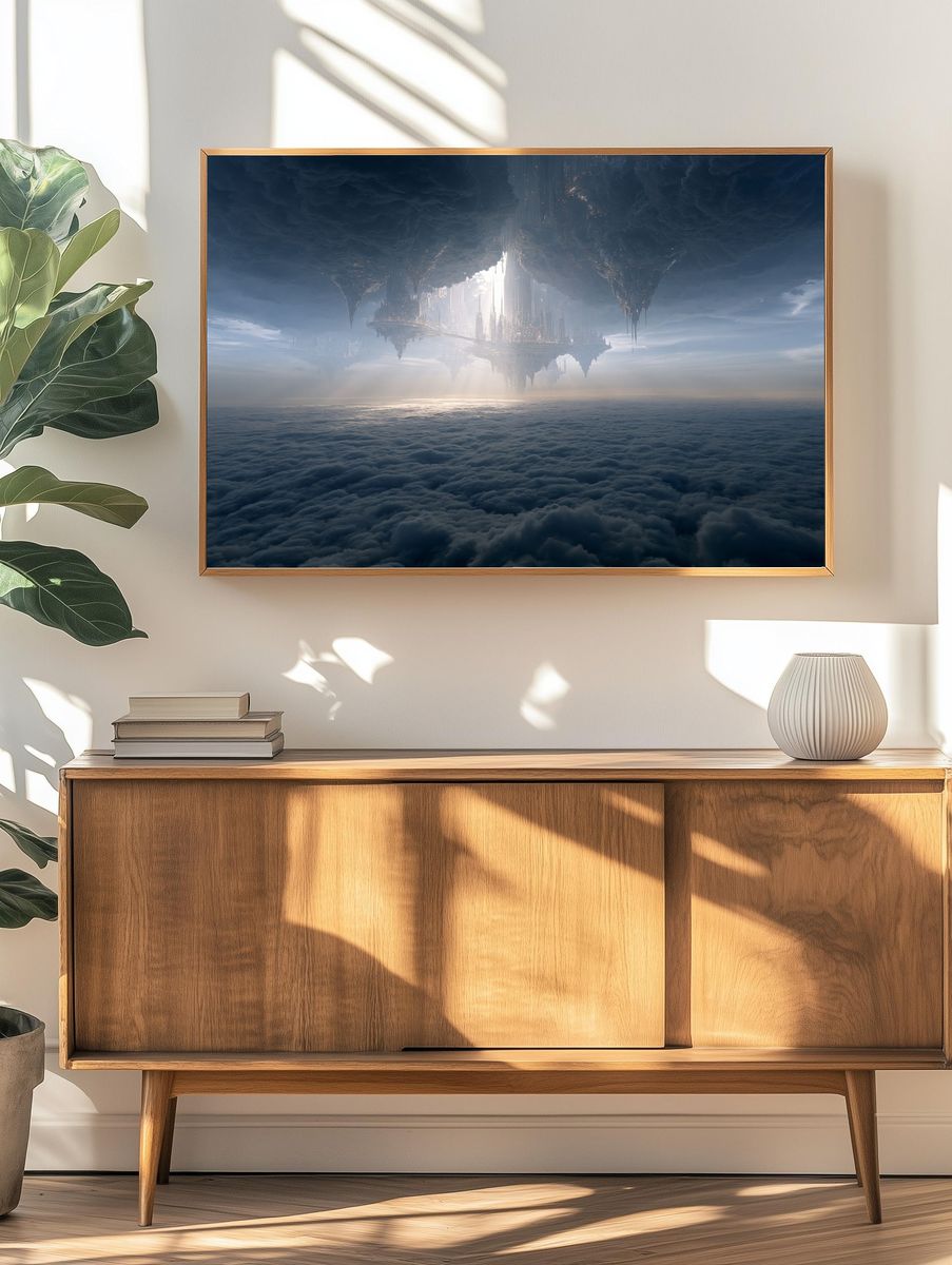 Floating Sky City Sci-Fi Print. — room view 3