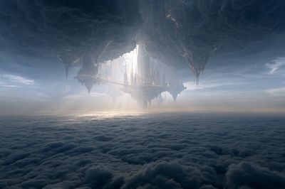 Floating Sky City Sci-Fi Print. poster print