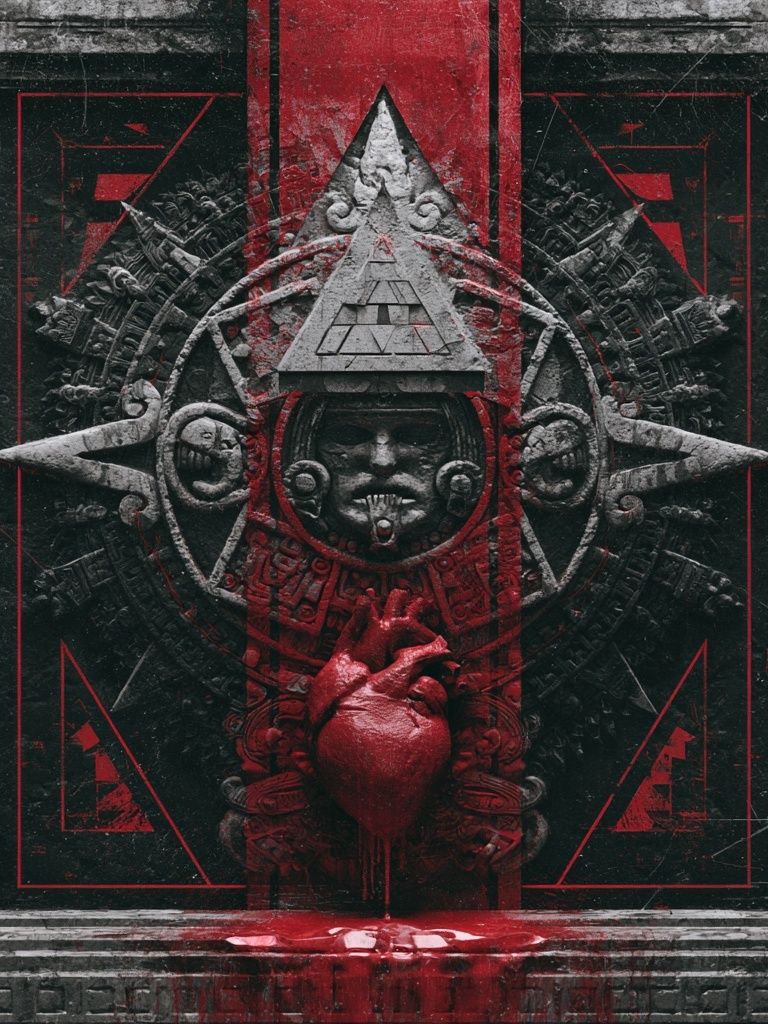 Aztec Heart Ritual Print. poster detail