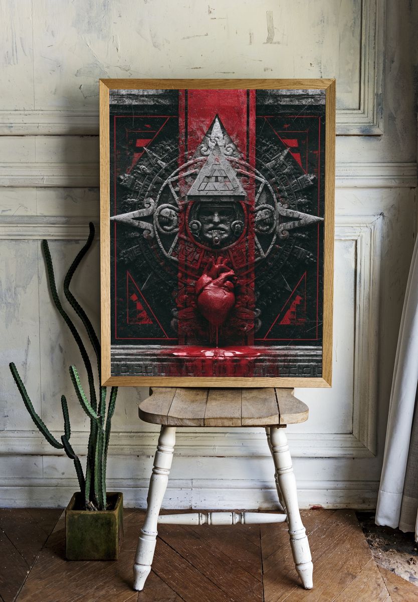 Aztec Heart Ritual Print. — room view 1