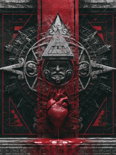 Aztec Heart Ritual Print. poster