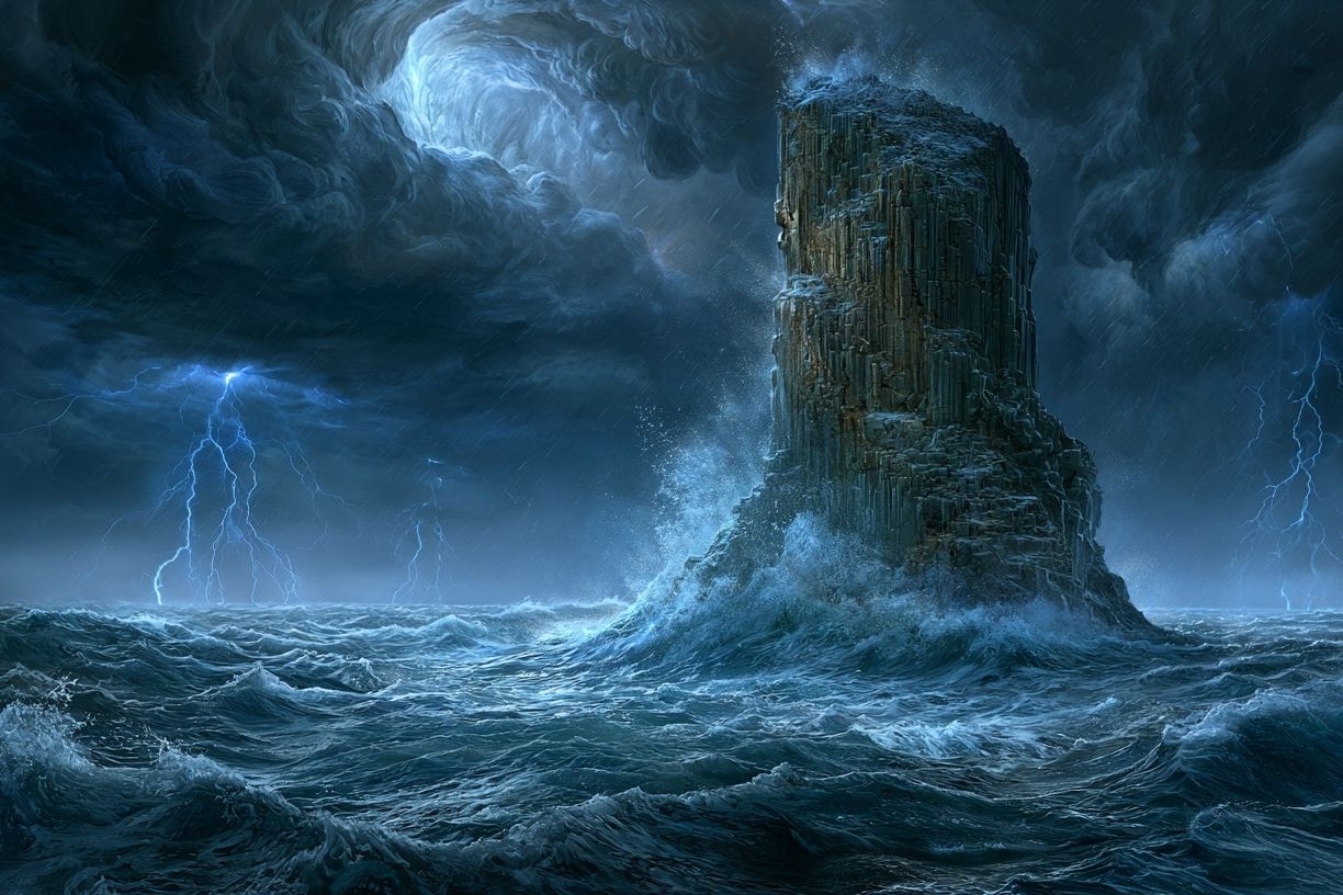 Stormy Sea Rockscape Print. poster detail