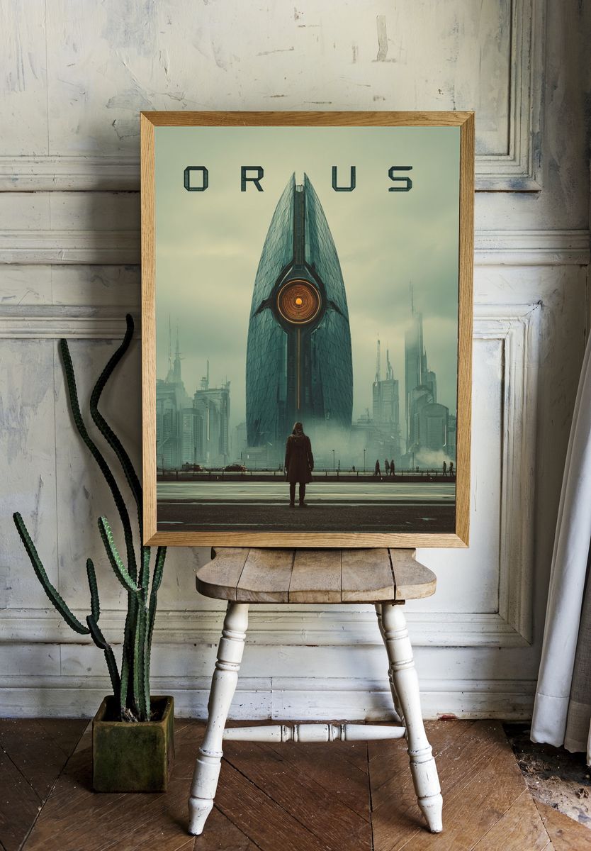 Orus Futuristic Cityscape Poster room preview