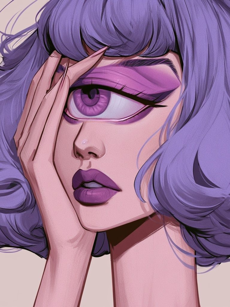 Lavender Portrait Illustration Poster. poster — illustration art
